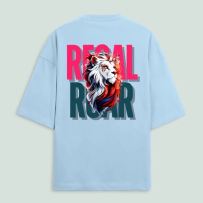 Rear Roar Lion Print Unisex Terry Oversized Tee