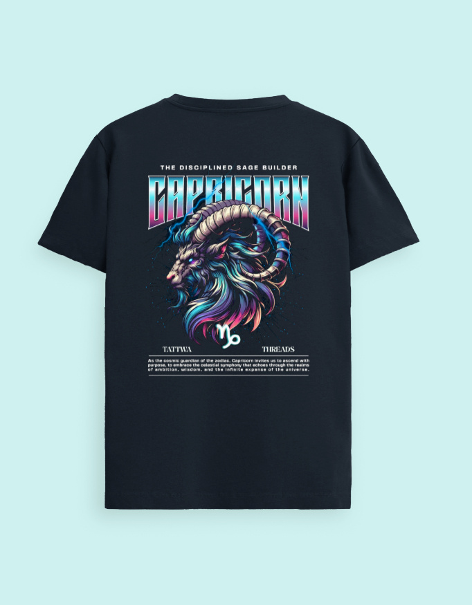 Capricorn Zodiac Graphic Unisex Supima T-Shirt - Image 3