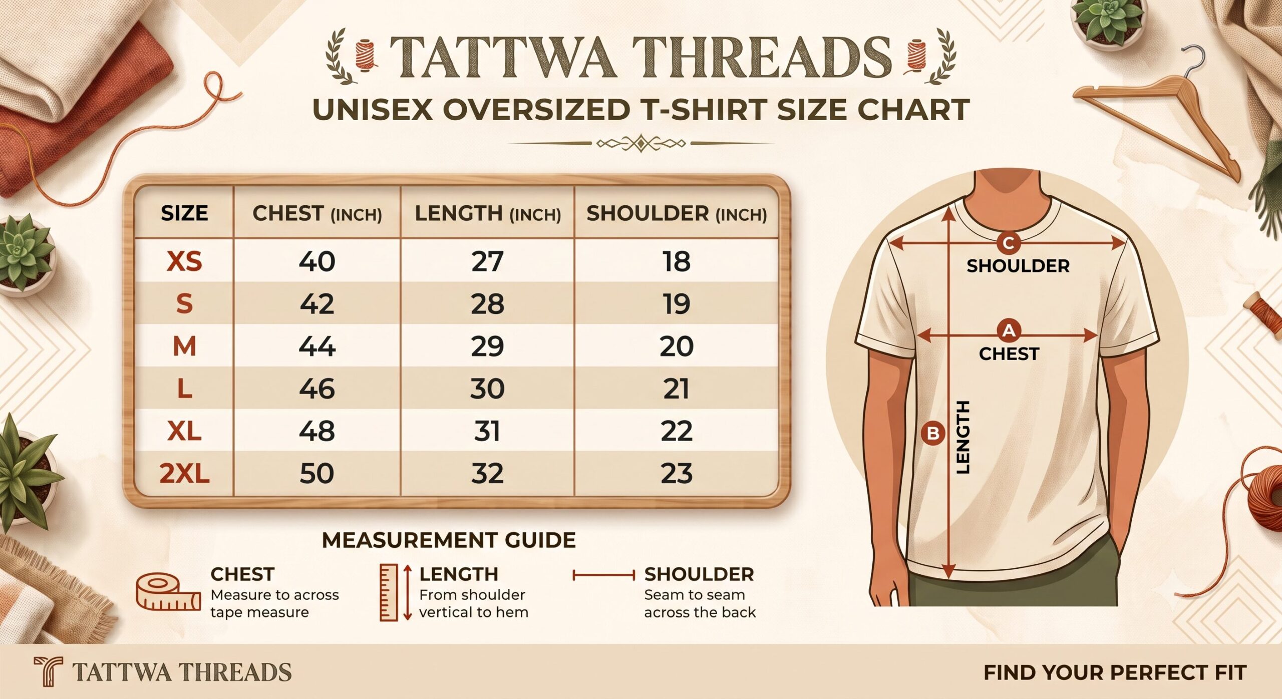 Oversized Fit Size Chart
