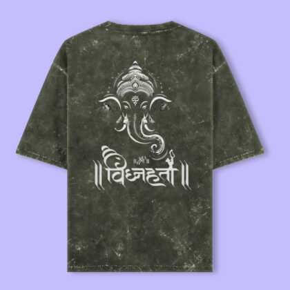 Vighnaharta Ganesha Unisex Acid Washed Oversized Tee