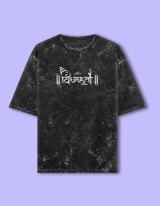 Vighnaharta Ganesha Unisex Acid Washed Oversized Tee - Image 20