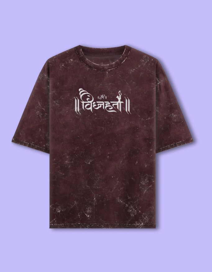 Vighnaharta Ganesha Unisex Acid Washed Oversized Tee - Image 14